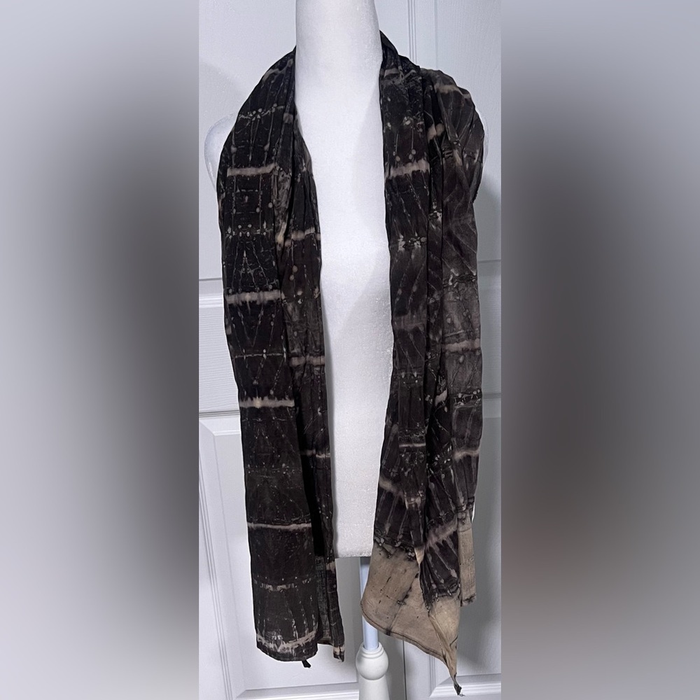 Black and Taupe Tie-Dye Lightweight Scarf
